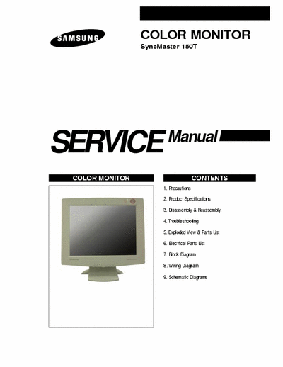Samsung SyncMaster 150T COLOR MONITOR
SyncMaster 150T Service Manual